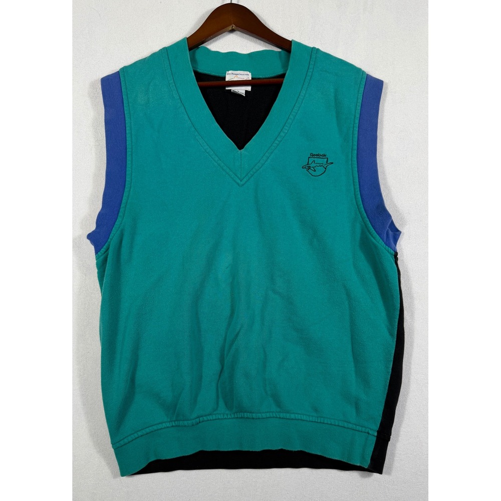 Vintage Reebok Greg Norman Teal Colorblock Sweatshirt Vest Mens Medium